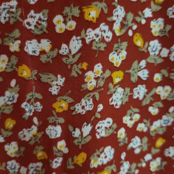 Dress Forum Ditsy Floral Ruffle Midi Dress - Size Medium - Rust/Terracotta - Picture 2 of 6